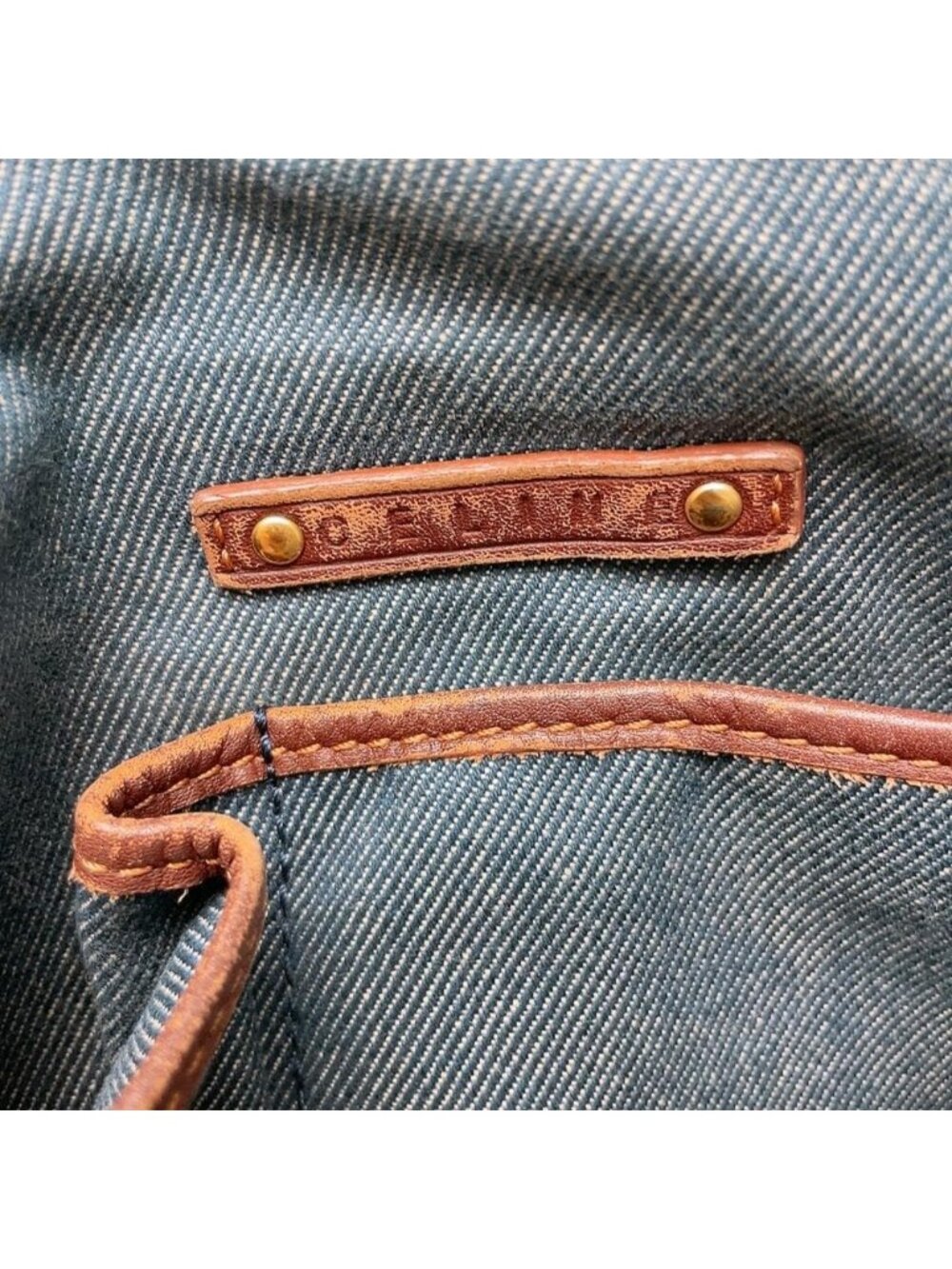 Celine Paris Macadam Denim Shoulder Bag Triomphe Hobo - Picture 8 of 8